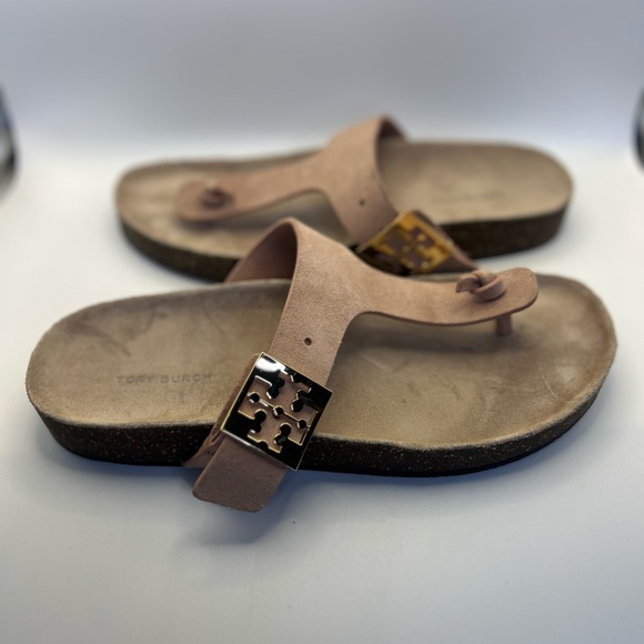 Tory Burch Mellow Strap Leather and Gold Cork Sandals Size 8 - Picture 3 of 5